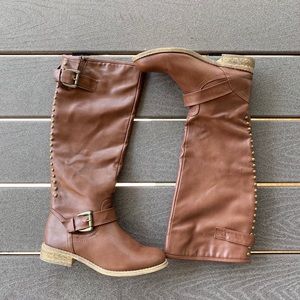 Forever21 Brown Mid-Calf Riding Boots with Buckles